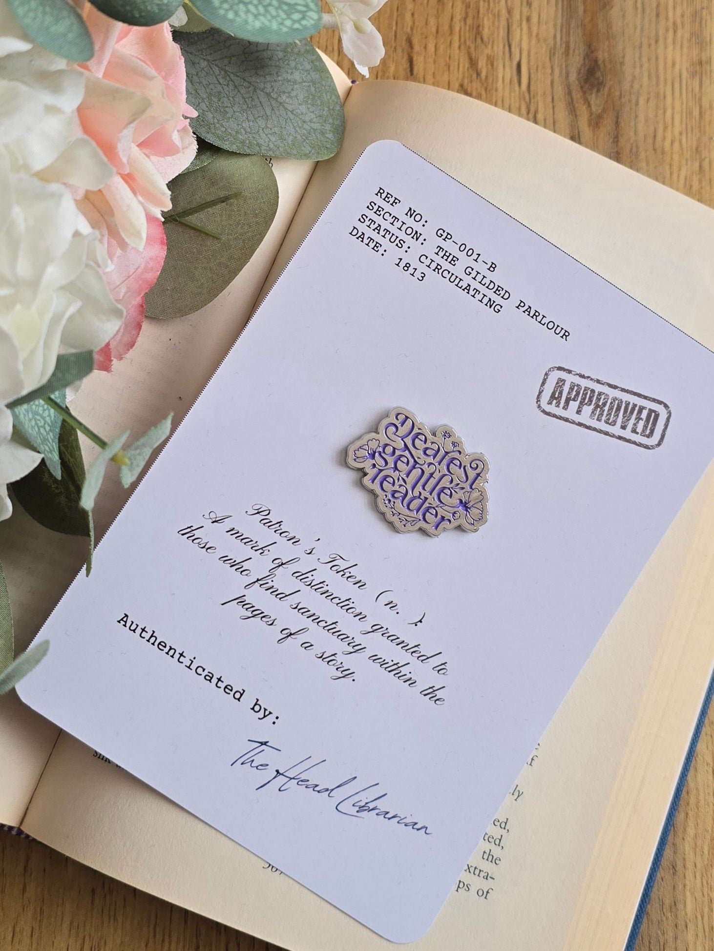 Dearest Gentle Reader Enamel Pin Badge